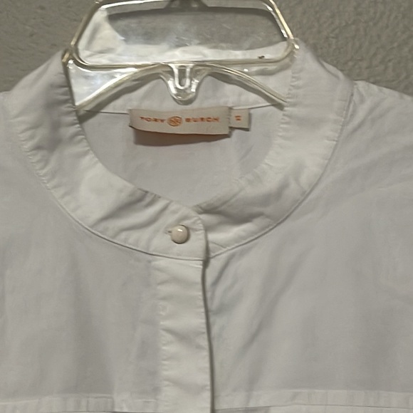 TORY BURCH WOMEN'S ALLISON POPLIN WHITE BUTTON DOWN TOP - Picture 3 of 15